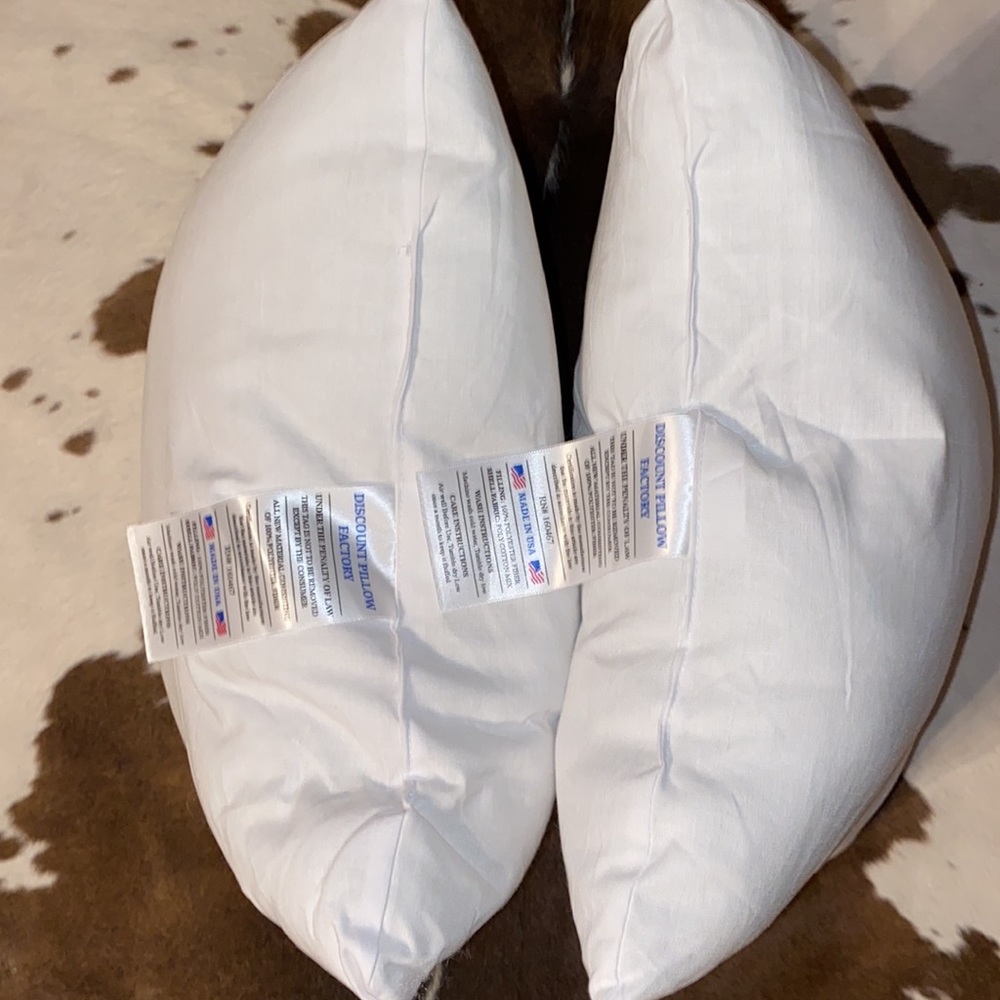 2- New Pillow Inserts/Filler ~ White 14” x 14”